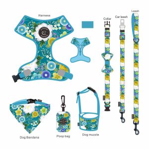 Neoprene Collar Leash Harness Set Moisture Resistant Reversible Dog Harness