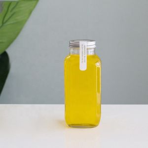 Plastic Lids Glass Drink Bottles 300ml 500ml Juice Packaging Containers