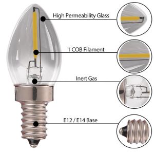 C7 LED Night Light Bulb 0.5W E12 E14 LED Candelabra Decorative Filament Led