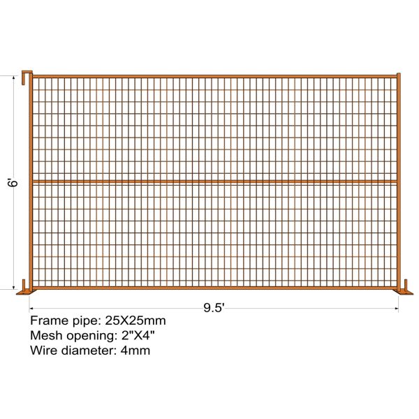 Quality 6FT X 9.5FT “VICORIA SECRET” TEMPORARY FENCE Mesh 2"x4" Diameter 3.00mm/3.5mm/4.00mm wholesale