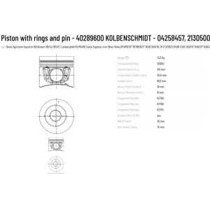 Construction Works DEUTZ Original KS Piston with Rings and Pin 40289600