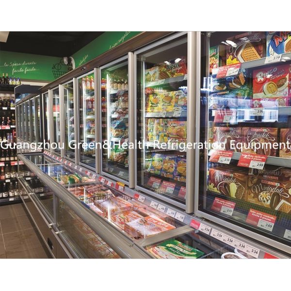 Red / Yellow Electric Combine Freezer Cabinet 4 doors Energy Saving