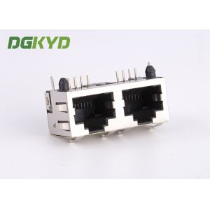 KRJ - 56S8P8C1X2ENL Metal Shielded 2 Port Rj45 Female Jack No LEDS Tab Up
