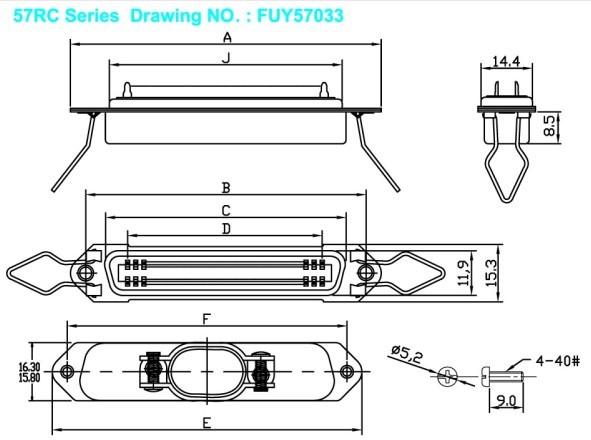 14 24 36 50 Solder Pin Solder Receptacle Type Centronix Connector Female 2.16mm Pitch