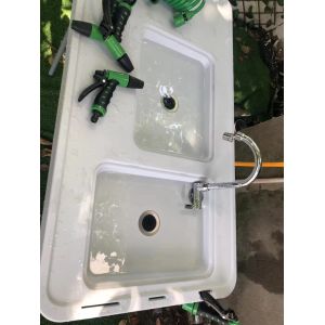 Foldable Outdoor Cleaning Table with Sink and Plastic Material
