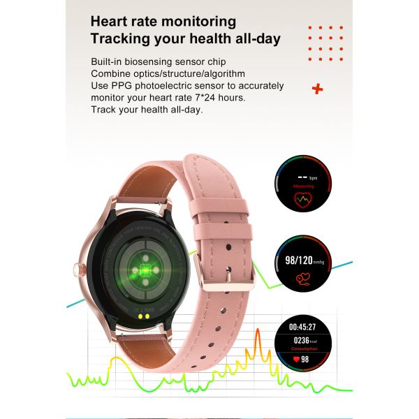 DT66 Smart Watch Women 1.09-Inch Full Heart Rate ECG Smartwatch 2020 Fitness Tracker Sport Watch Waterproof For IOS Xia