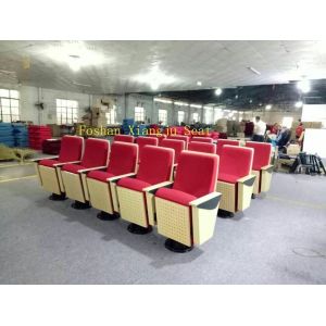 China Wood Panel Church Auditorium Chairs ABS Writting Pad Lecture Hall Chair 580mm Dimention on sale