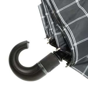 Strong 2 Folding Golf Umbrella Windproof Tartan Design With Crook PU Handle