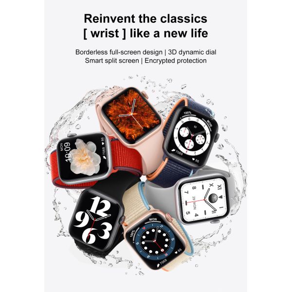 DT100 44mm Smart Watch Series6 Men Bluetooth Call 1.75" Full Touch ECG Blood Pressure Women Find Mobile PhonSmartwatch