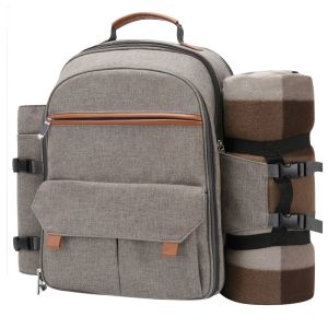 4 Shoulder Strap Picnic Backpack With Blanket 12.5'' x 8.6'' x 15.6''