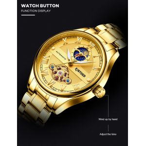 Hollow Back Automatic Mechanical Watch Gold Tourbillon Skeleton Watch