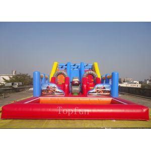 Cheap Red Multifunctional Inflatable Water Slide With Obstacles N Pool for sale