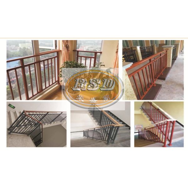 Eco-Friendly Zinc Steel Wood Grain Railing for Balcony Stair Garden