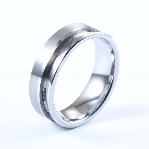 Quality Engravable Channel Setting Flat Tungsten Carbide Blank Ring 8mm For Inlay Matte Finished Offset Groove Other Pearl Type wholesale