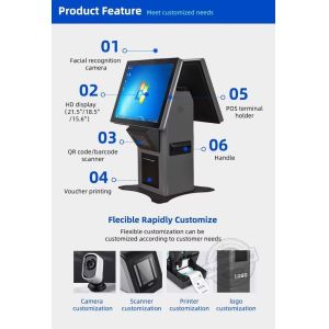 Cheap 15.6&quot; Touch Screen Windows POS Payment Kiosk with Double Sided Self Service Order Tablet and Incell Capacitive Touch for sale