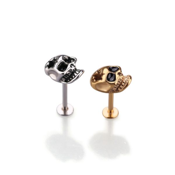 Surgical Steel Skull Cartilage Earring tragus helix piercing labret piercing