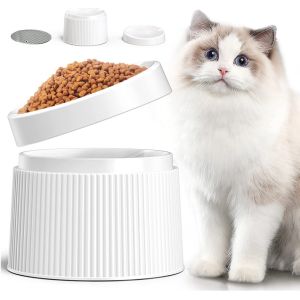 Tilted Elevated Cat Food Bowl Dish Pet Feeding Station With Stand ABS