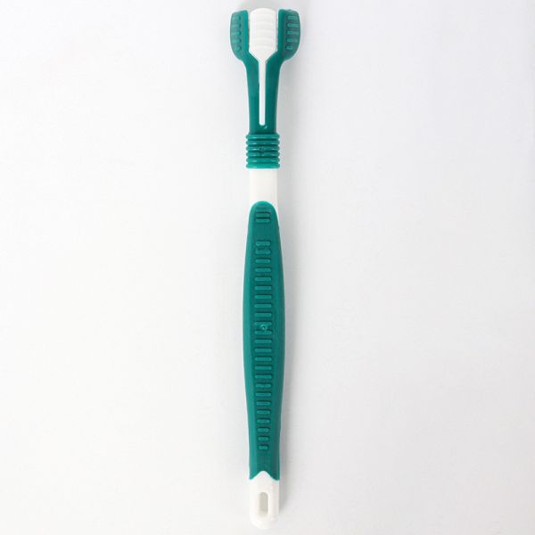 Three Head Three Sided Plastic Pet Toothbrush