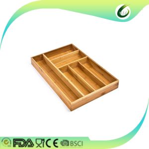 Large bamboo utensil drawer organizer tray