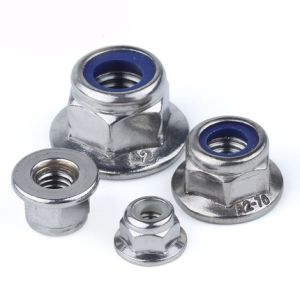 M6 M8 Nylon Insert Hex Flange Nuts Hexagon Flange Nylon Nut With Blue White Zinc