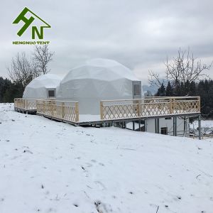 White PVC Big Party Event Igloo Geodesic Dome Tent Install On The Snow