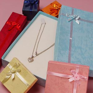 China Handmade Assorted Jewelry Boxes White Velvet Cushion With Satin Rose Bow on sale