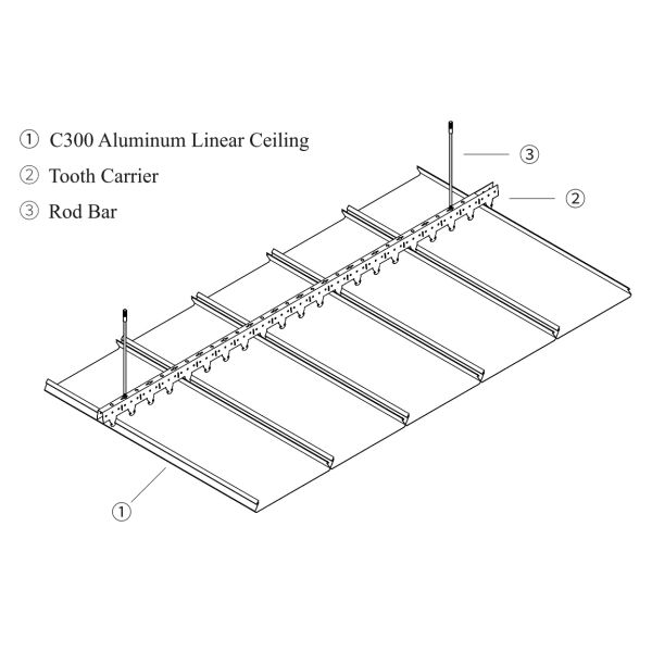 White C Shape Linear Strip Ceiling Plank Suspended Concealed Grid False Ceiling