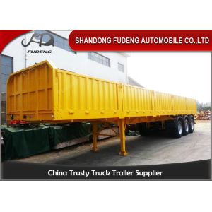 Cheap 12 Wheelers 2 / 3 Axles Side Wall Semi Trailer 12.5m×2.5m×1.7m Dimension for sale