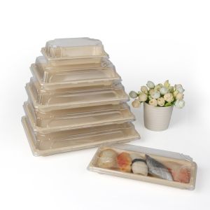 Rectangle Disposable Eco Friendly Biodegradable Pulp Food Packaging Trays For