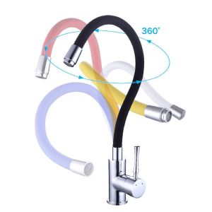 Chrome Lever Handle Kitchen Tap Hot And Cold Flexible Colorful Hose