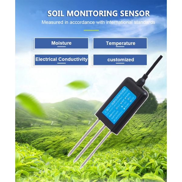 304 Stainless Steel RS485 Soil Temperature Humidity EC Sensor for Soil Moisture Testing