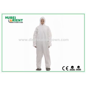 Free Size 55gsm Disposable Protective Coverall With Hood And Feetcover