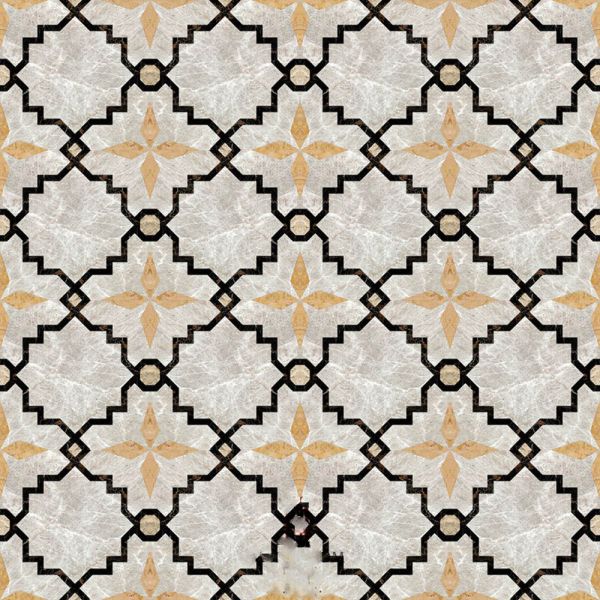 Round Mosaic Marble Floor Medallions Polished Solid Surface Sgs Standard