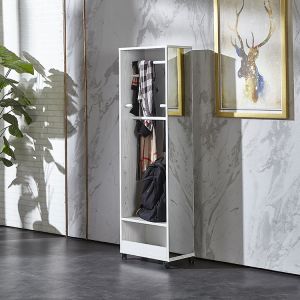 Multipurpose Wooden Clothes Cabinet MDF Universal Wheel With Adjustable Shelves