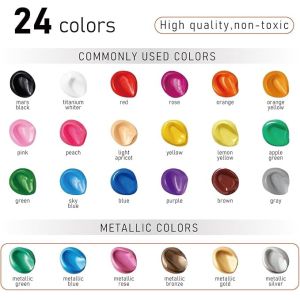 24 Colors 59ml Art Craft Paint Set For Canvas Rocks Wood Fabric And Ceramic