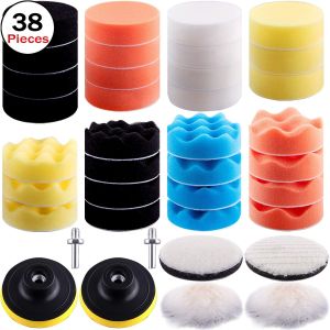 38pcs 3In Car Polishing Pad Kit 7.5cm Polisher Attachment For Drill