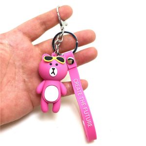 Soft Touch PVC Plastic Custom 3D Bear Figure Key Chain Waterproof Use In