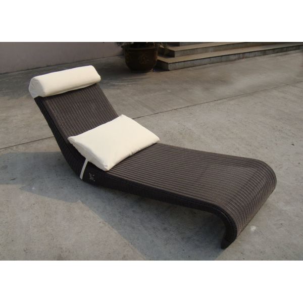 Quality All Weather Dark Brown Rattan Sun Lounger For Home Balcony wholesale