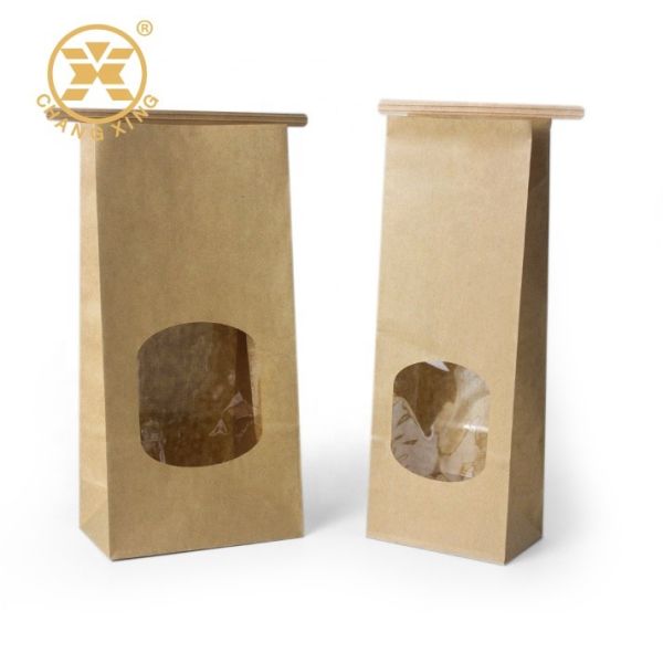 Quality PEO BOPP Standing Zipper Bakery Bread Packaging Paper Bag With Clear Window wholesale
