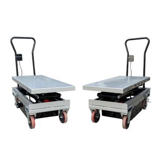 150kg Mobile Manual Scissor Lift Tables 700mmx450mm Max Height 755mm