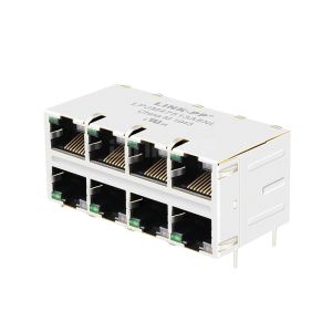 Cheap LPJM47513A8NL 10G Base-T 2x4 Port RJ45 Connector With Integrated Magnetics Green/Yellow Leds for sale