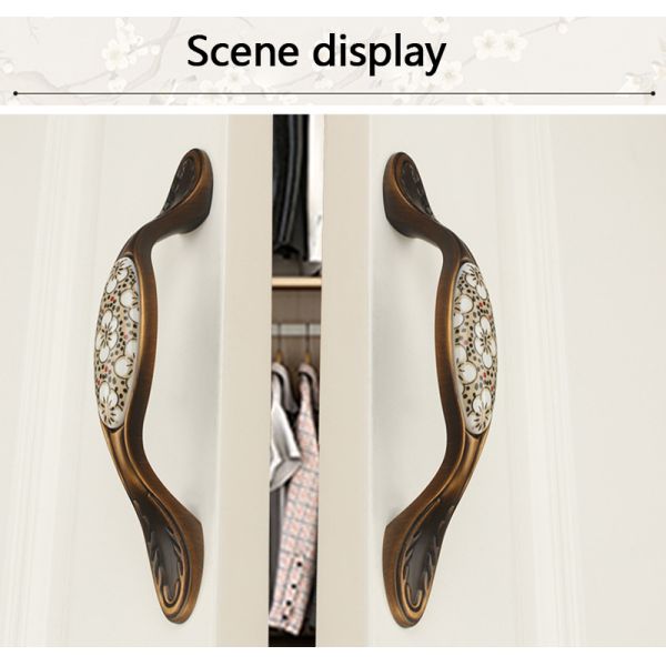Flower Ceramic Retro Decorative Cupboard Door Handles
