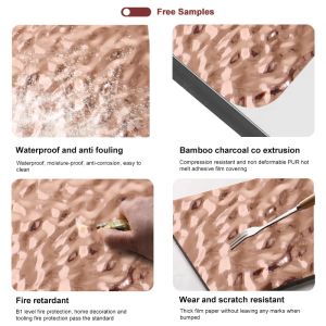 Waterproof Decorative Wall Panels Water Wave Pattern Bamboo Charcoal Wood Veneer