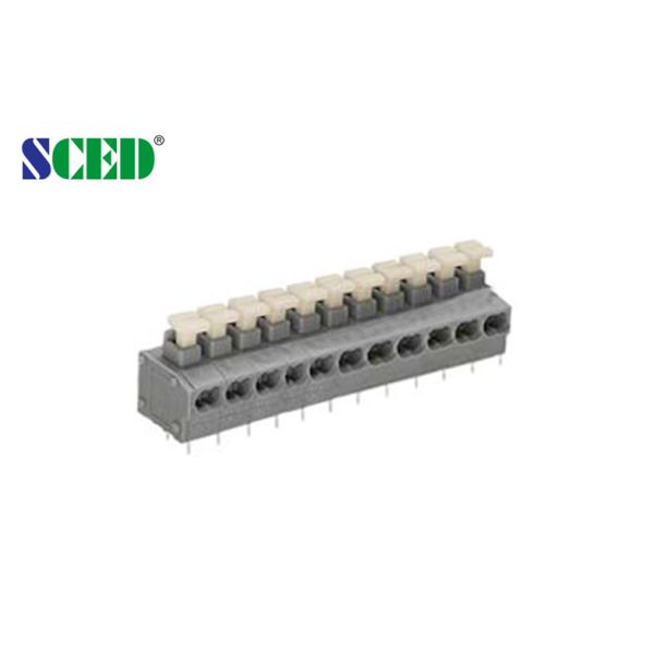 5.00mm Pitch PCB Spring Terminal Blocks , 300V 10A 2P - 24P Screwless Terminals
