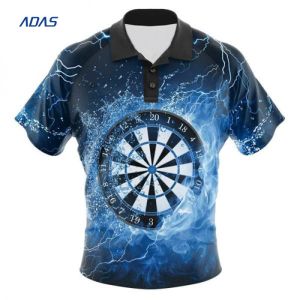 Personalized Breathable Mens Darts Shirts Jersey With Button Polyester Fabric