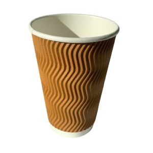 Cheap 16 Oz Customized PE Coated Paper Cup Ripple Wall Disposable PE Lined Cups for sale
