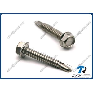 1/4-14 x 1 DIN 7504K 410 Stainless Steel Hex Washer Head Self-drilling Screw