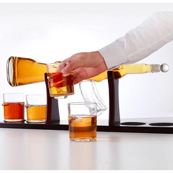 Glass Ak47 Whiskey Bottle Decanter Set With Lead Free Crystal Whiskey Dispenser
