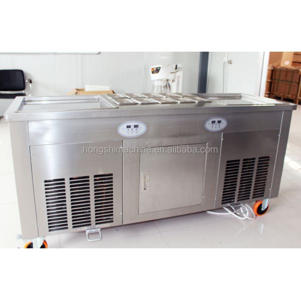 Double pan fried ice cream rolled machine