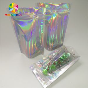 China Custom Plastic Mylar Resealable Stand Up Pouches Holographic Cosmetics Packaging on sale